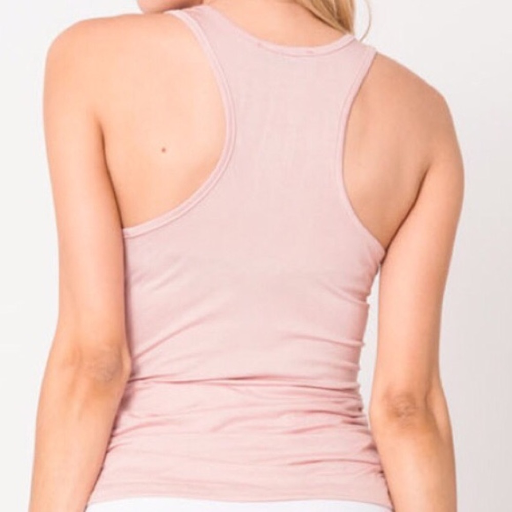 LAST2 - Racerback Ruched Light Pink Tank Top - Picture 3 of 4